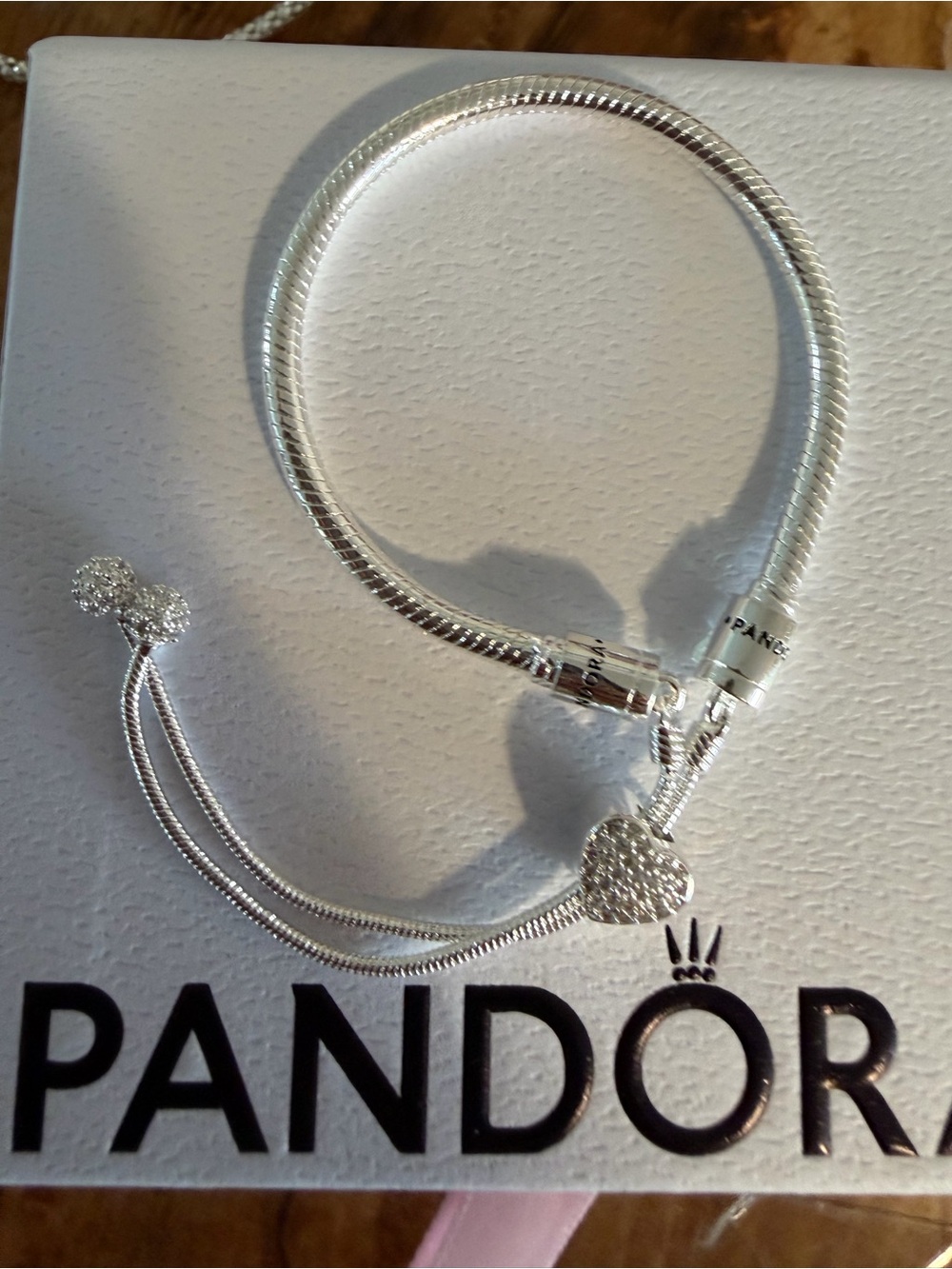 Pandora Silver Sparkling Heart Slider Bracelet